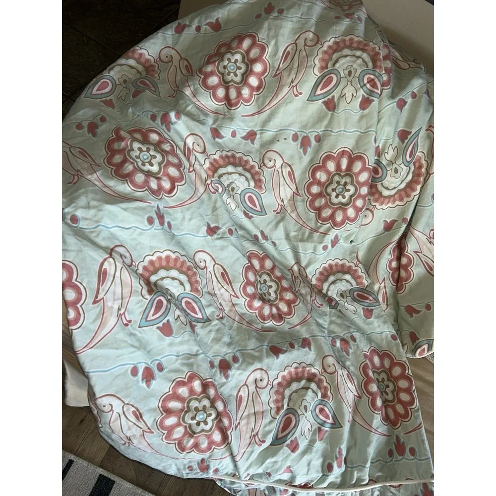 Serena & Lily Annabel Duvet Cover Only painterly bird and floral pattern Twin